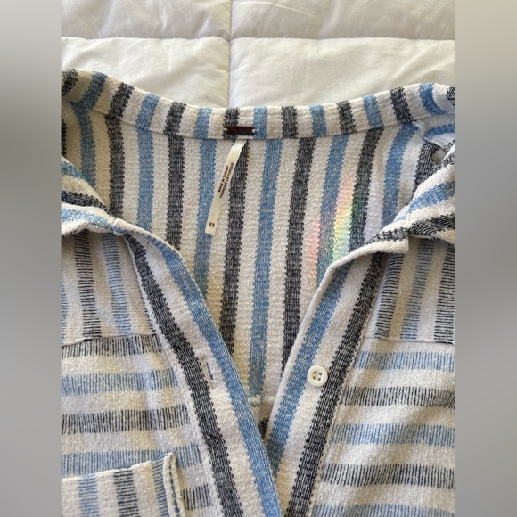 Free People Striped Button-Up Romper - Picture 2 of 3